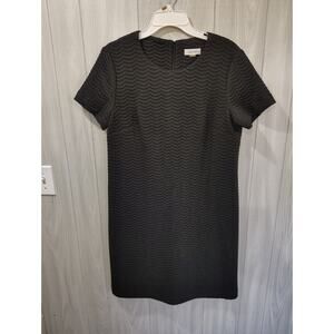 Calvin Klein Sheath Dress Black Textured Floral Office Career Wedding Work 12